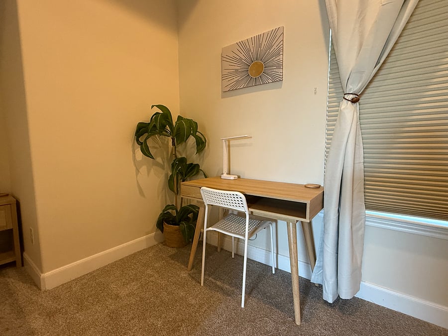 Workspace in primary bedroom