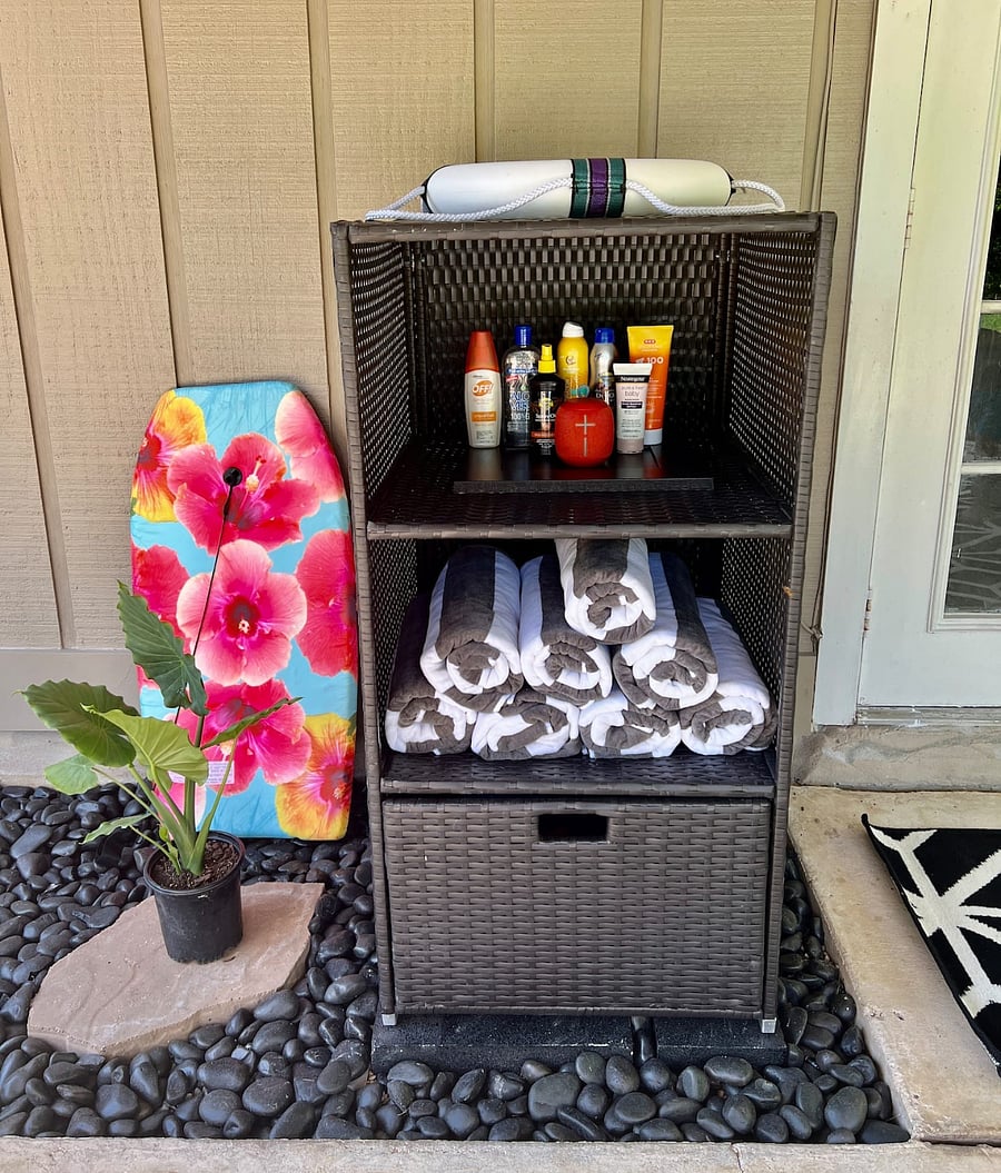 Pool Towels, Sunscreen, Mosquito Repellent, Pool Toys/Floats & Outdoor Fan