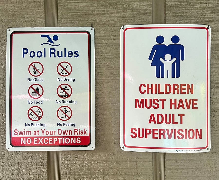 Pool Rules- NO SAFETY FENCE AROUND POOL- Children must be supervised.