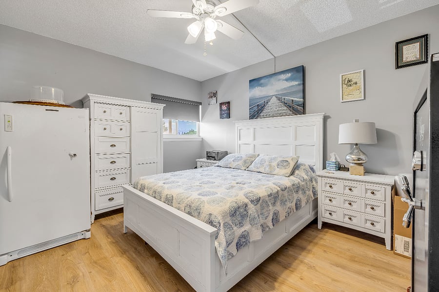 Bedroom 2 with television (please note, upright freezer has been removed)