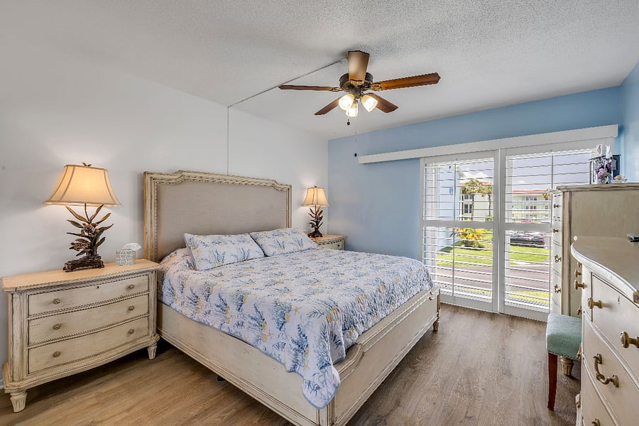 Master bedroom with sliders to let in the refreshing Atlantic Ocean and Halifax River breezes 
