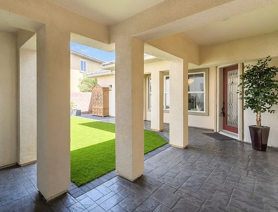 Entry walkway to front door, after you enter secure key code gate.