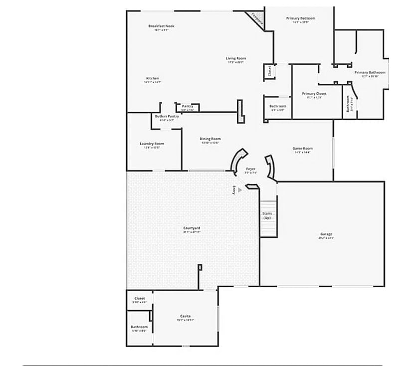 Floor plan - downstairs + casita 