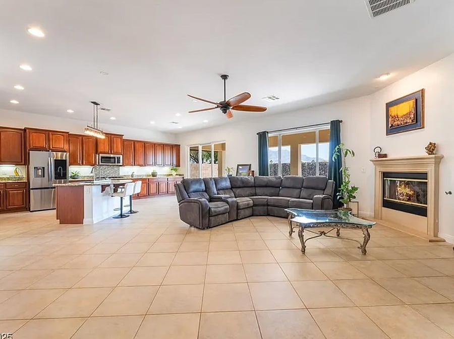 Living room and kitchen. 
