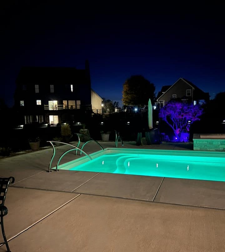 Pool lights at night