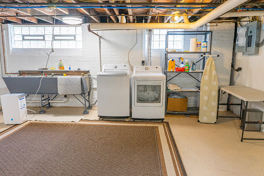 Basement and laundry room
