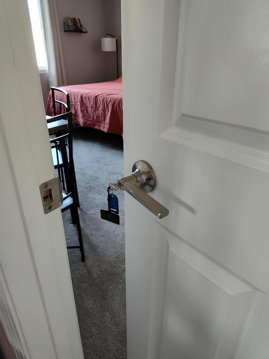 Locking door for privacy.