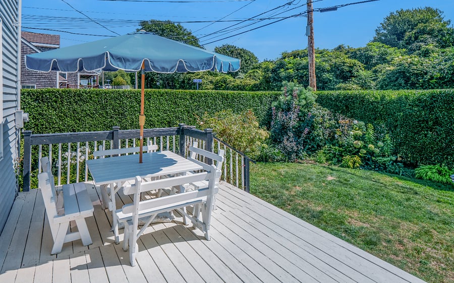 Deck with fenced yard