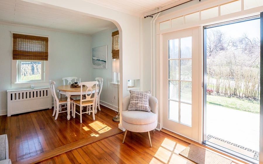 open concept dining room/ living room