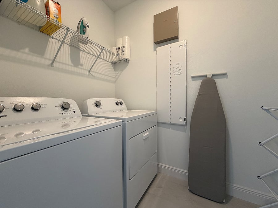 Laundry room (full-size washer and dryer, iron and ironing board)
