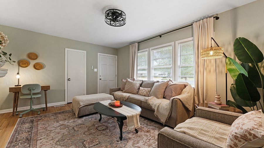 Living Room with Workspace