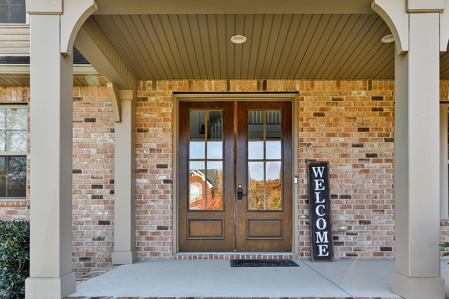 This has a grand entrance with a large sitting area on the front porch to enjoy the outside without the direct sunshine. Blink security system. Erental Lock door lock system. No need for WIFI to use the door and a new code is given for every rental contract. That code is never used again. Dead bolts on all doors. All doors into the home have erental lock for your safety.