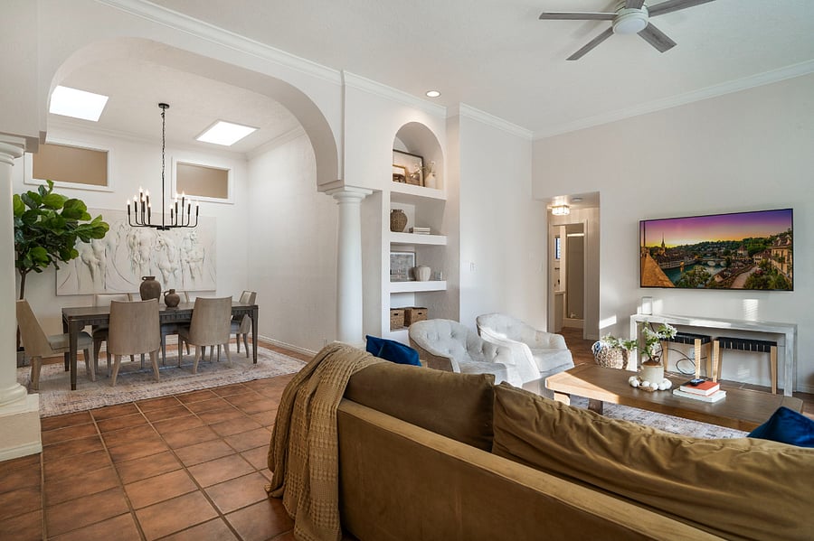 huge dining room connects to living room