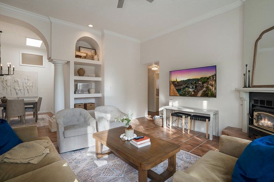 Large open concept- natural light throughout- dining room and kitchen off of main living room- ample storage throughout