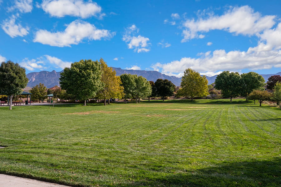 Gorgeous park directly behind the home with large playground, tennis courts, basketball and walking trails