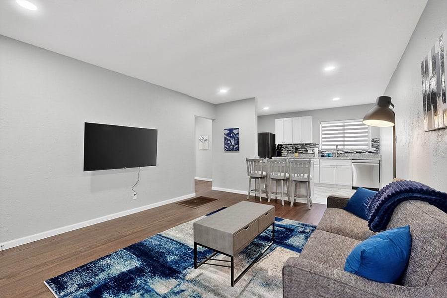 Comfortable living room with smart TV