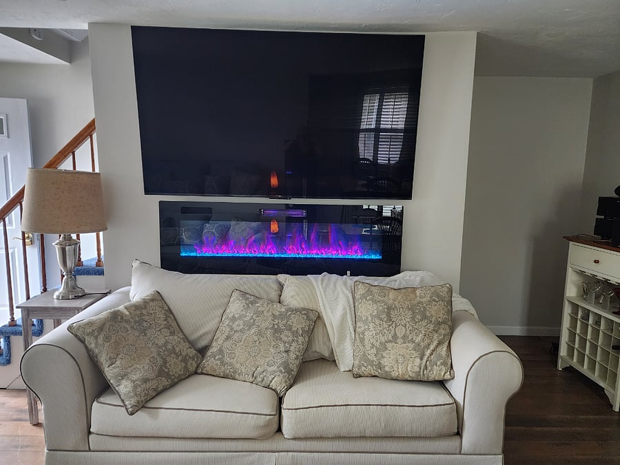 Electric fireplace, 72-inch Smart TV