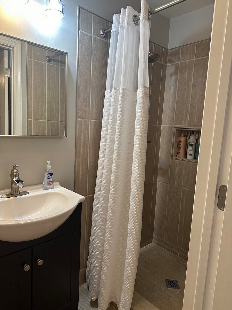 Another view of the shower full bathroom in the king bedroom upstairs