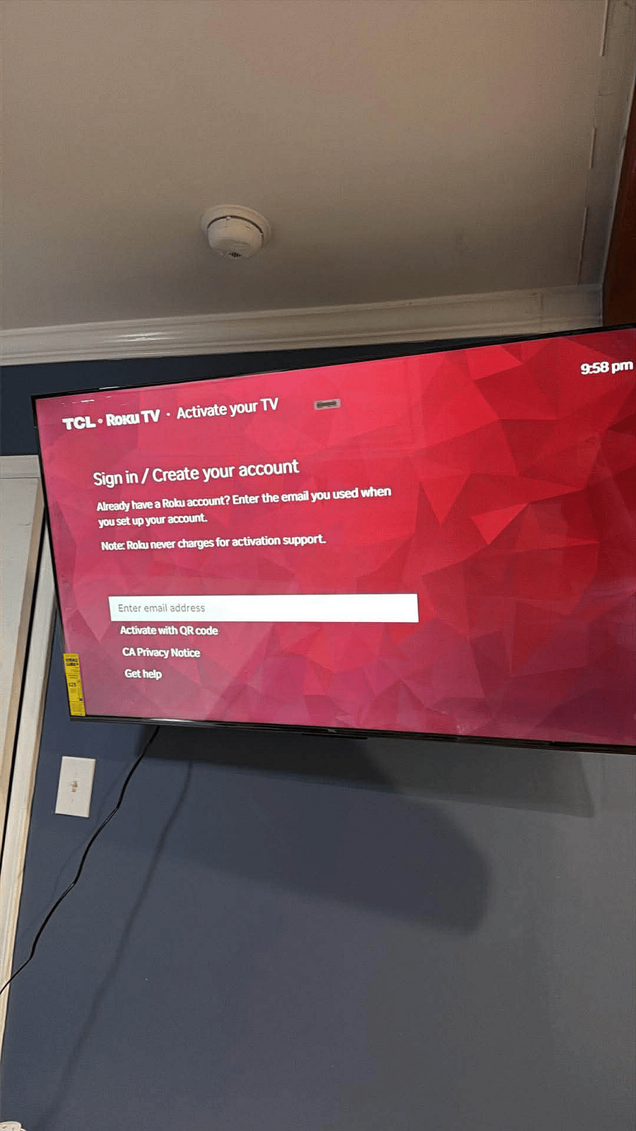 55" mounted Smart TV