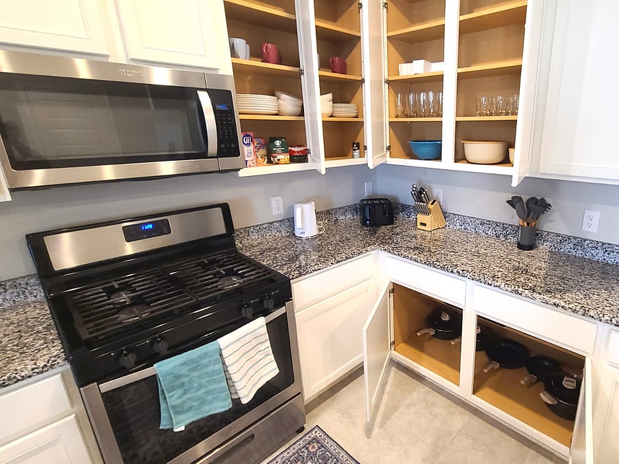 Kitchen fully stocked with cookware