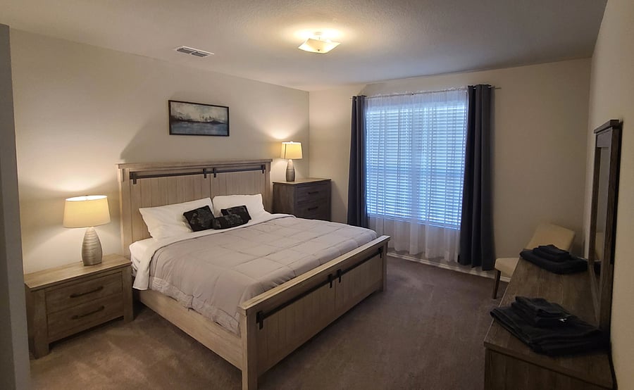 Master bedroom with brand new comfortable mattress
