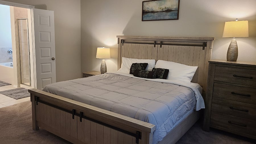 Master bedroom with brand new comfortable mattress