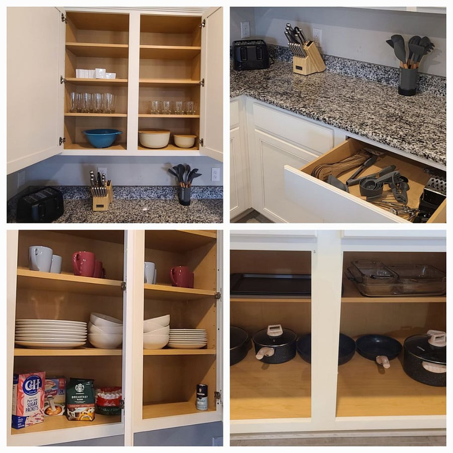 Kitchen fully stocked with cookware