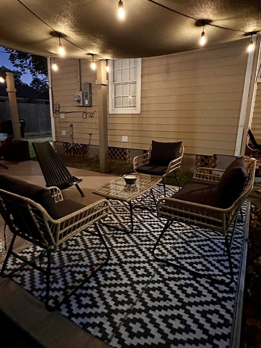 Enjoy your private backyard patio with charcoal BBQ pit, outdoor games, room for your dog to run and play while you hang out at the fire pit making smores