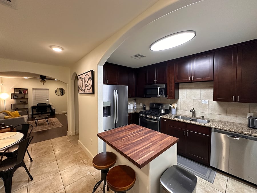 Make meals in your step saver full kitchen with full sized appliances