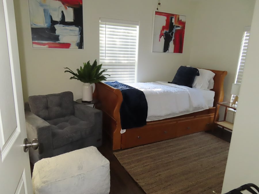Bedroom 3 with Trundle (2 twins), closet and cozy chair for reading or watching the 32 inch Smart TV