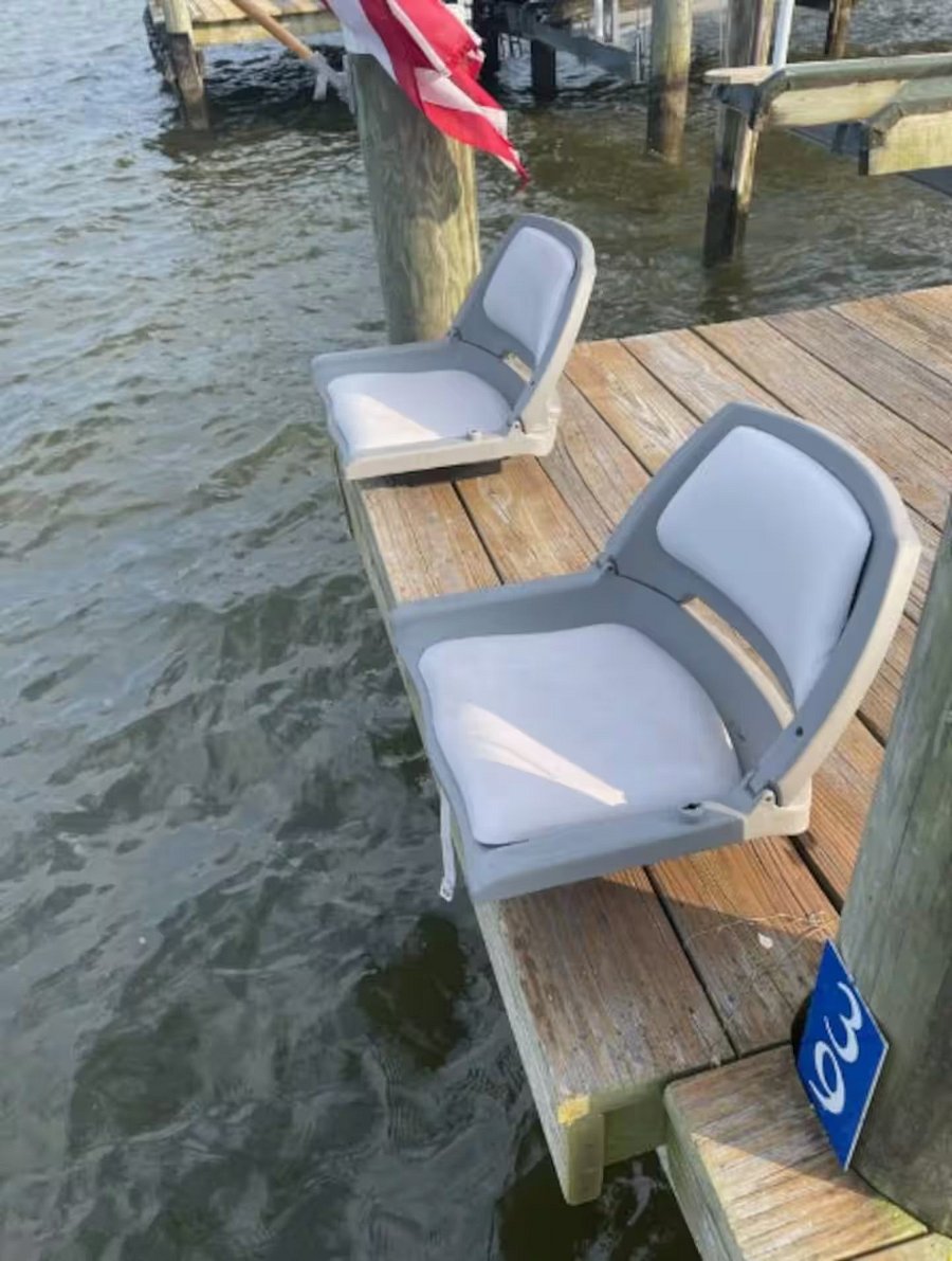 Fishing chairs at end of Dock