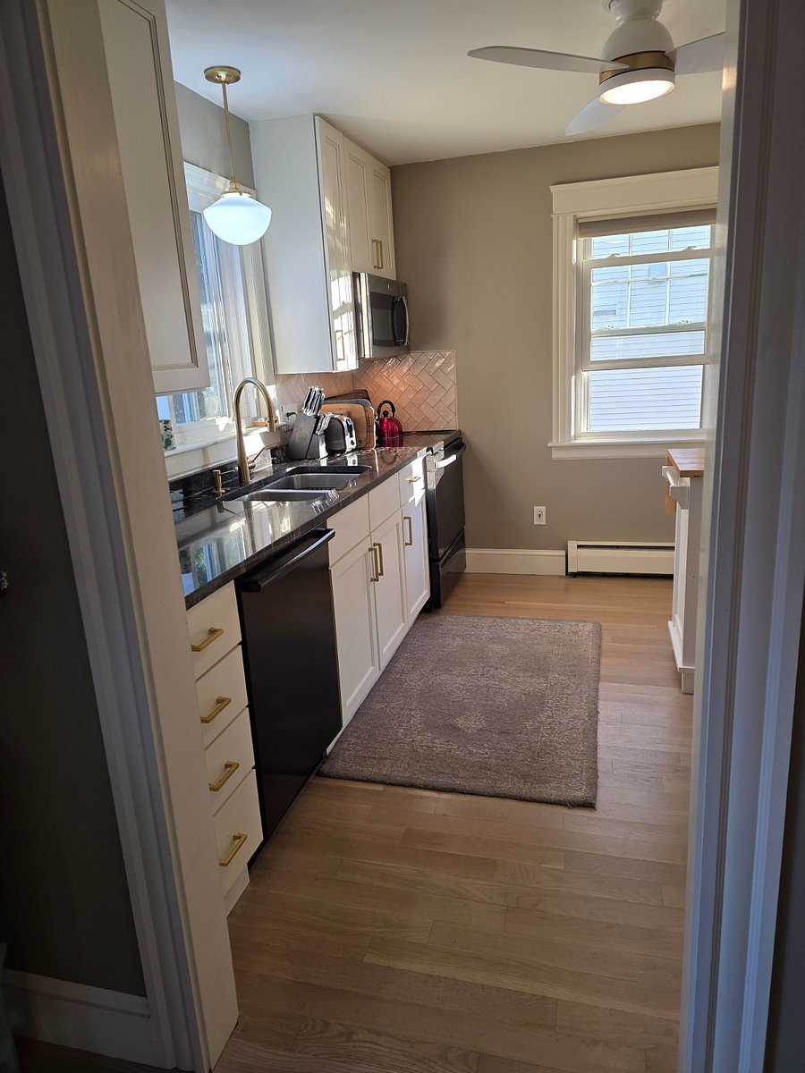 View of kitchen from dining room