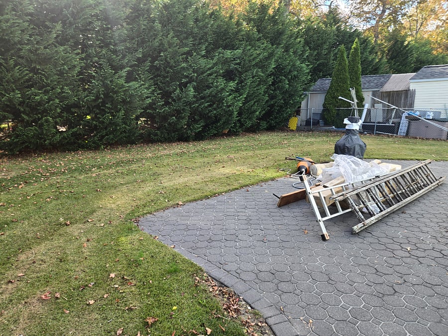 backyard very private with table and chairs and gazebo (just not setup now)