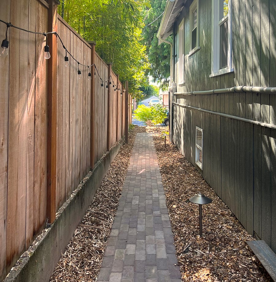 Path from street parking to your back entrance. The path is lit at night.