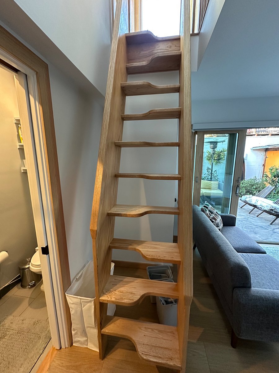 Pretty steep, ladder-stairs to the upstairs bedroom.