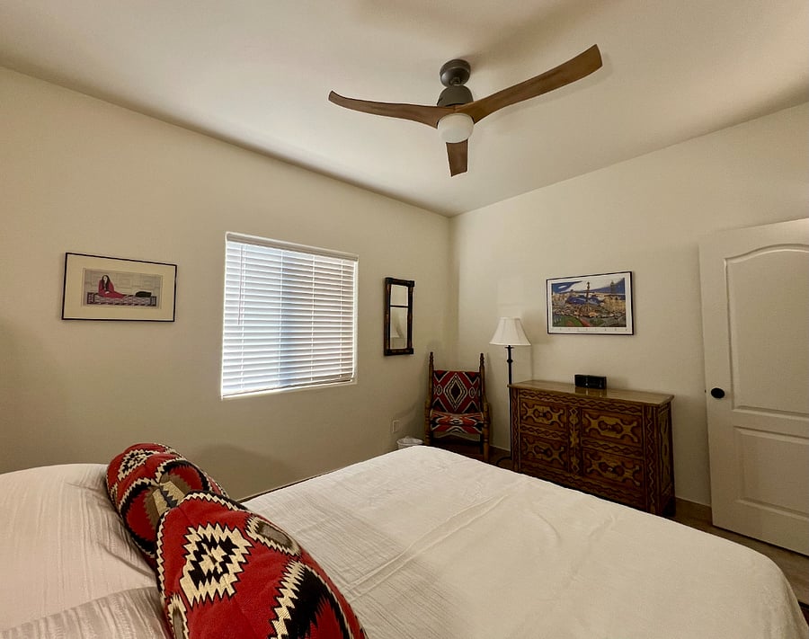2nd bedroom has a walk in closet and overhead fan.