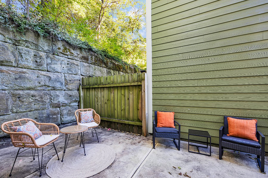 Private outdoor seating area for morning coffee or evening relaxation.
