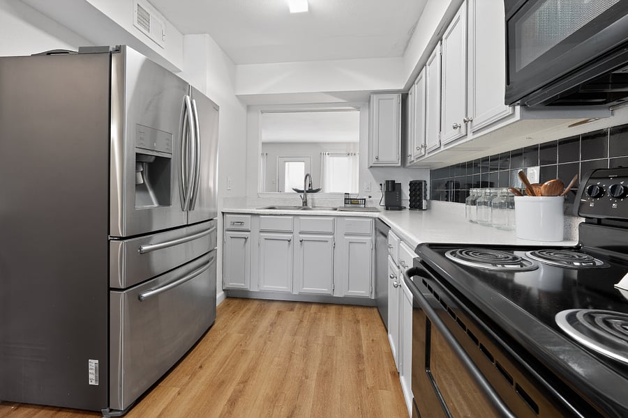 Stainless refrigerator with ice and water dispenser