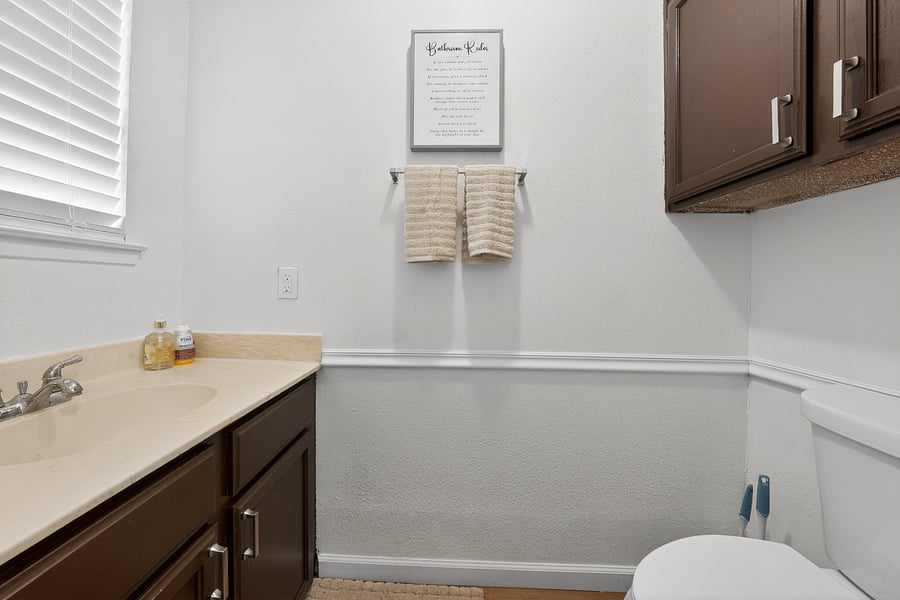 Convenient half bathroom downstairs