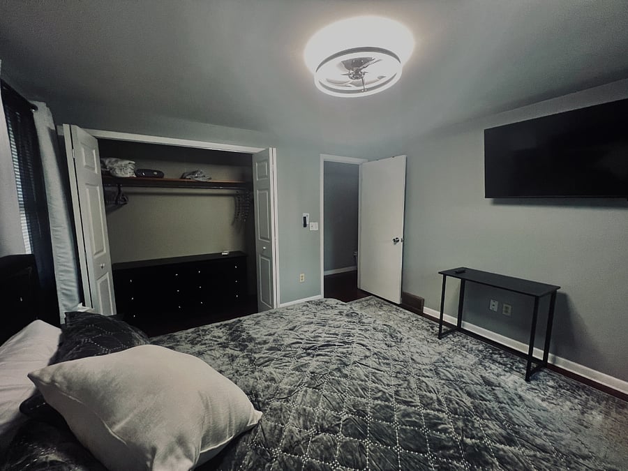 Dresser inside closet for extra space in room and computer desk