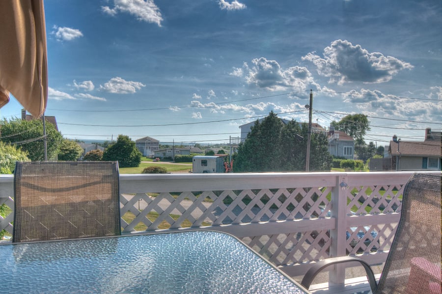 Large deck overlooking ocean