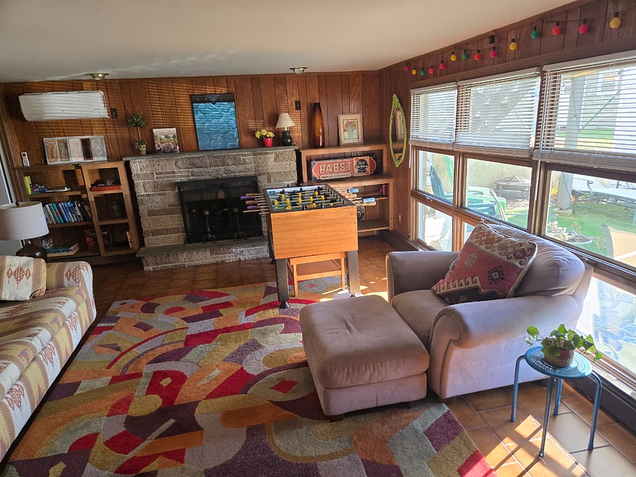 Lower living area with foosball