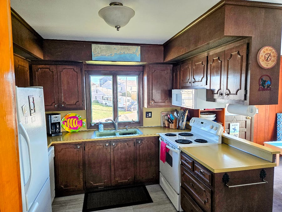 Kitchen with microwave