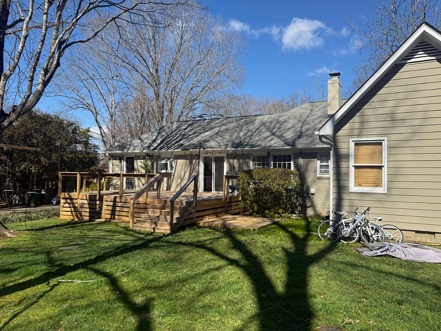 Fantastic flat backyard.  Almost 1/2 and acre and 95% fenced in.