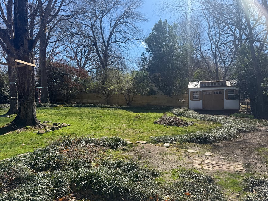 Storage shed for extra storage.