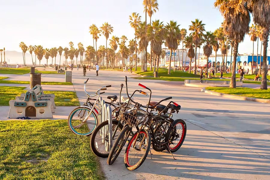 Venice boardwalk is a short walk or bike ride away
