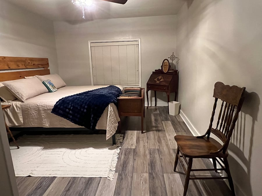 Master bedroom with King sized bed