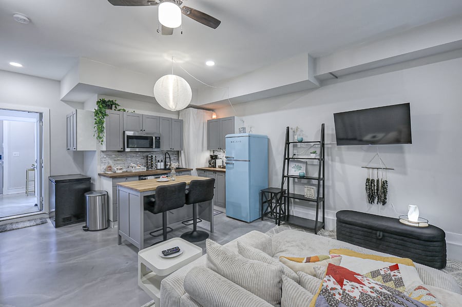 Plenty of cabinet space -- stocked with everyday essentials