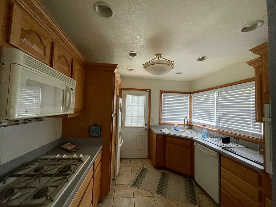 This is a kitchen door that goes out to your side yard