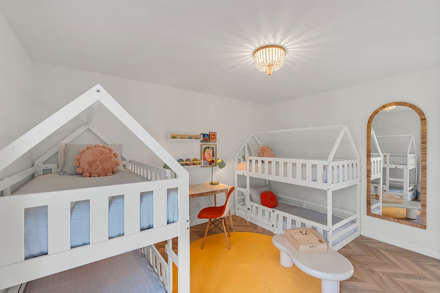 Upstairs Kids Bedroom with Shared Balcony Access, Designated Workspace